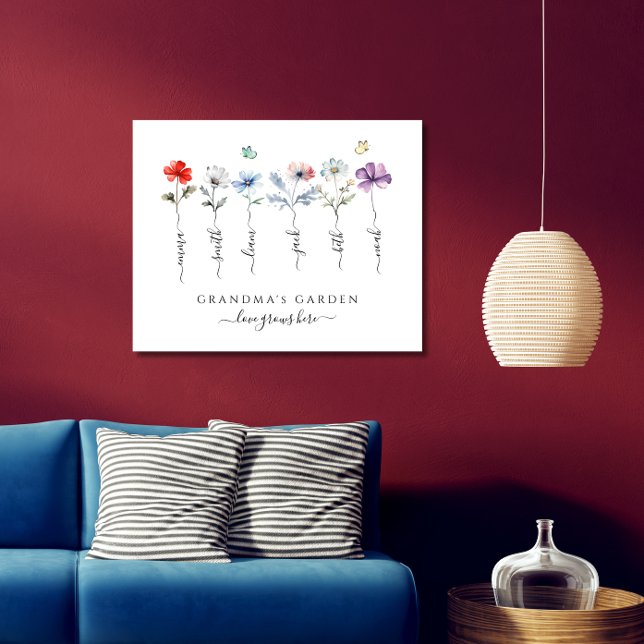 Grandma's garden with grandkids names Watercolor Poster (Creator Uploaded)