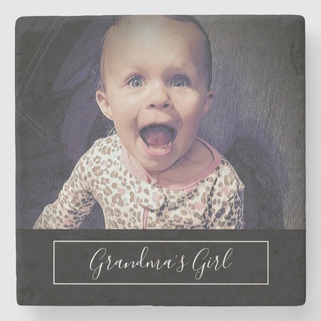 Grandmas Girl Custom Photo Stone Coaster (Front)
