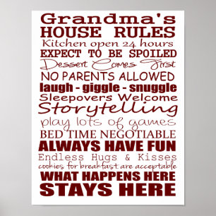 Grandma's House Rules Poster 11x14