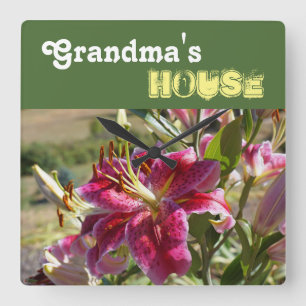 Grandma's House wall clocks Grandmas Lily Flowers