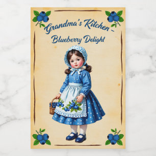 Grandma's Kitchen Blueberry Delight Vintage Food Label