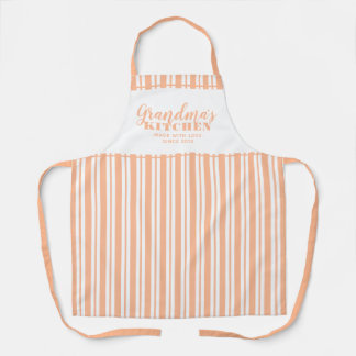 Grandma's Kitchen Custom Modern Cute Peach Orange Apron