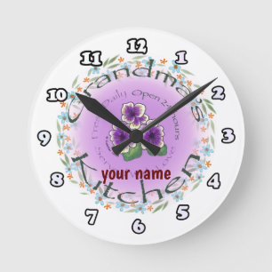 Grandmas Kitchen custom name Round Clock