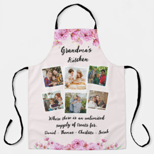 Grandma's Kitchen Flower   Custom 6 Photos & Names Apron