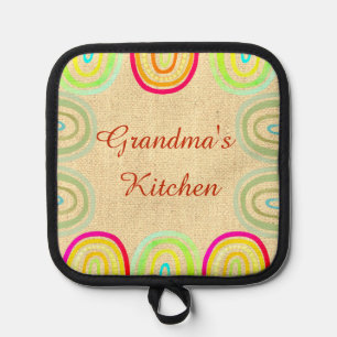 Grandma's Kitchen Folk Rainbow Pattern Pot Holder