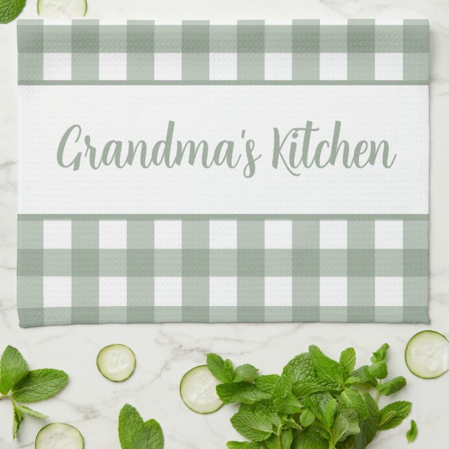 Grandma's Kitchen Gingham Plaid  Tea Towel (Folded)