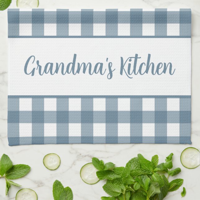 Grandma's Kitchen Gingham Plaid  Tea Towel (Folded)