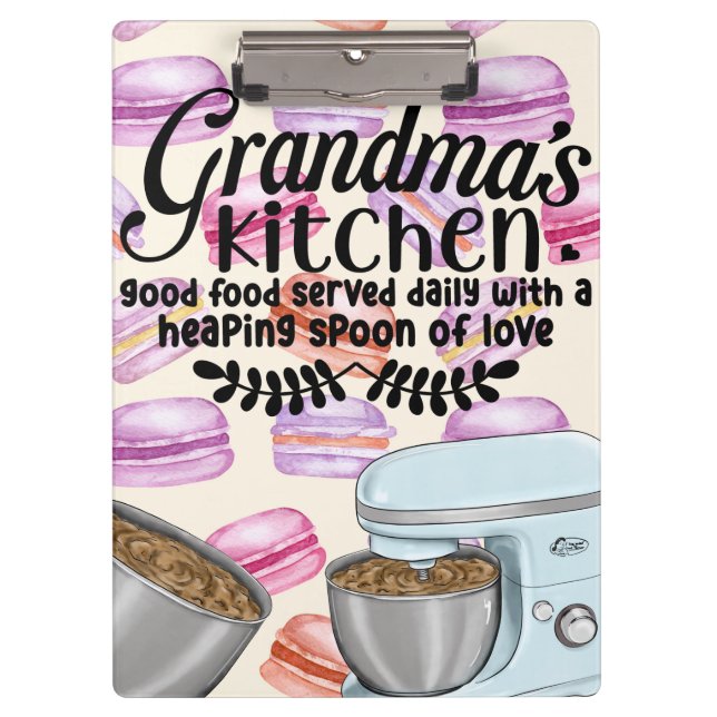 Grandma's Kitchen Good Food Served Daily with a He Clipboard (Front)