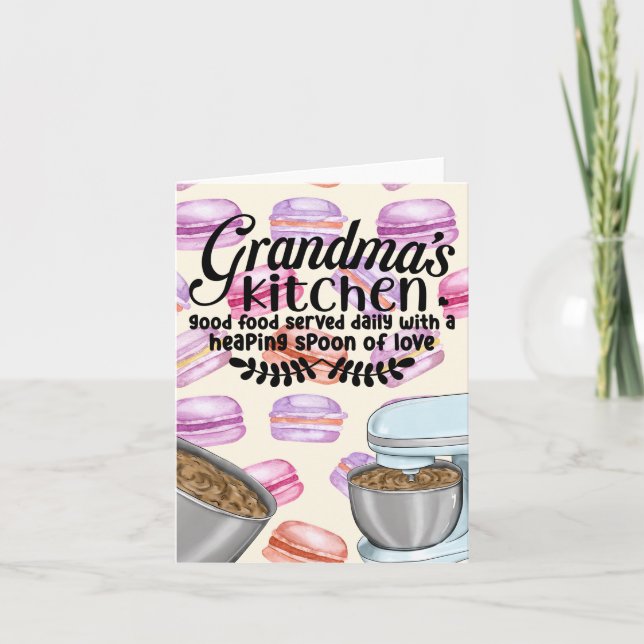 Grandma's Kitchen Good Food Served Daily with a He Note Card (Front)