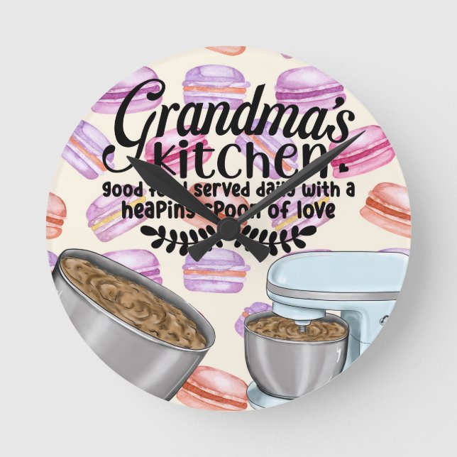 Grandma's Kitchen Good Food Served Daily with a He Round Clock (Front)