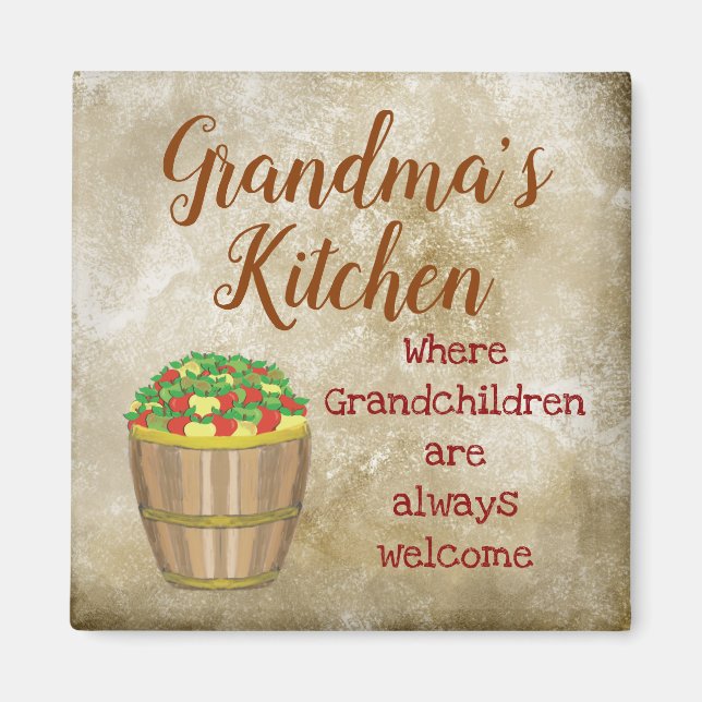 Grandma's Kitchen Grandchildren Welcome Apples Magnet (Front)