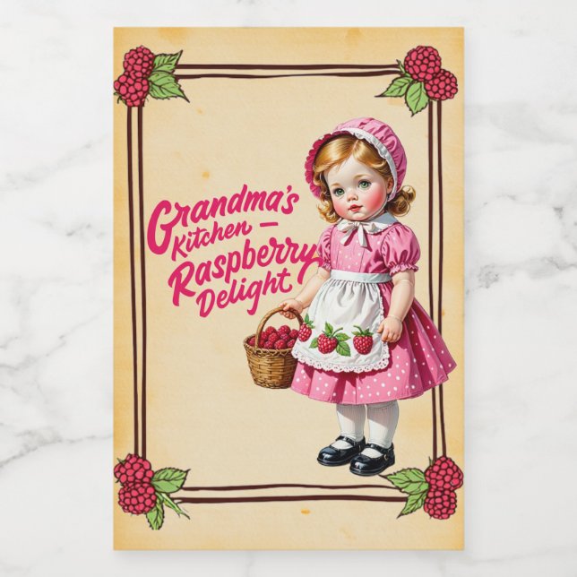 Grandma's Kitchen Raspberry Delight Vintage Food Label (Single Label)