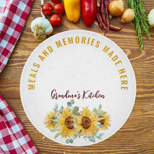 Grandma's Kitchen Watercolor Sunflower Farmhouse Cutting Board