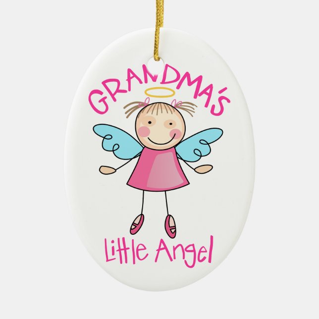 Grandma's Little Angel Ceramic Ornament (Front)