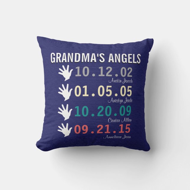Grandma's Little Angels - 4 Grandchildren Cushion (Front)