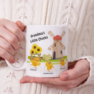 Grandma's little chicks - 3 chicks custom names coffee mug