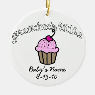 Grandma's Little Cupcake - Pink - Your Name Ceramic Ornament