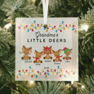 Grandma's Little Deers Christmas Glass Tree Decoration