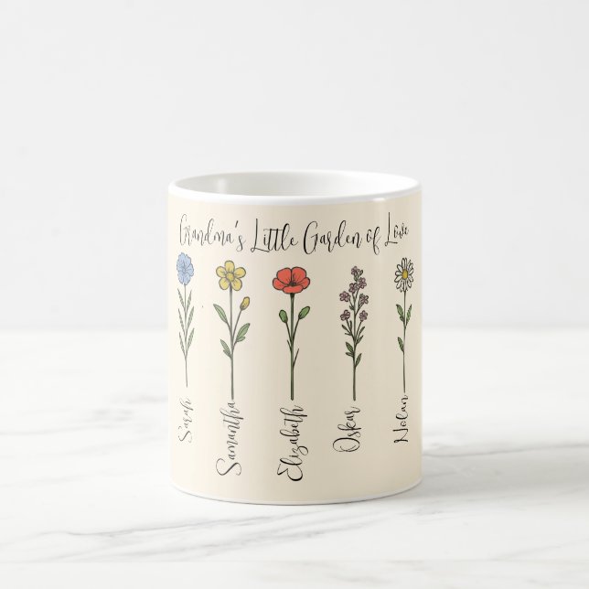 Grandma's Little Garden of Love - Grandkids's name Coffee Mug (Center)