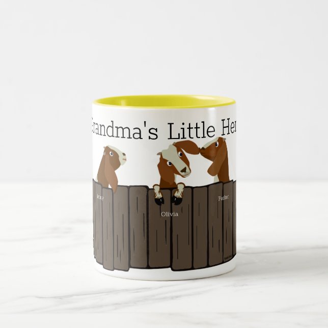 Grandmas Little Herd of 3 Goats Two-Tone Coffee Mug (Center)
