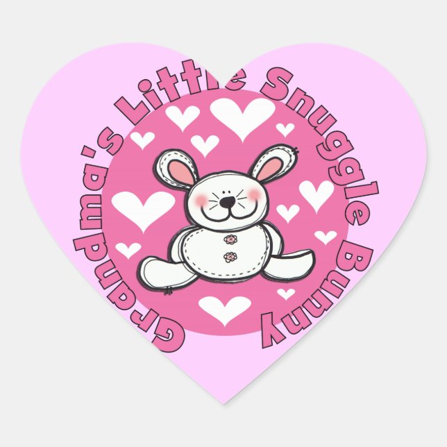 Grandma's Little Snuggle Bunny Heart Sticker (Front)