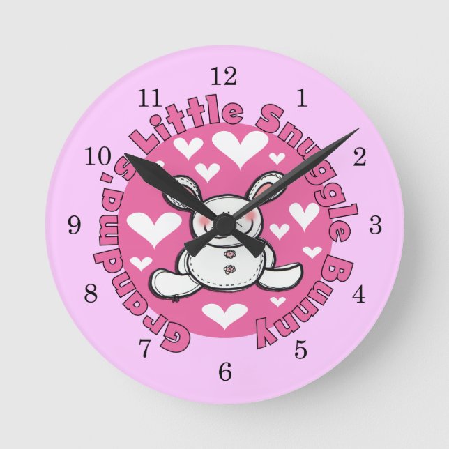 Grandma's Little Snuggle Bunny Round Clock (Front)