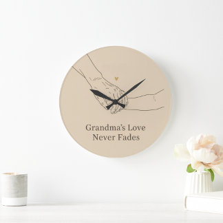 Grandma's Love Never Fades | Minimalist Family Ill Large Clock