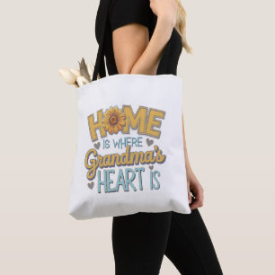 Grandma's Love Sunflower Heart House Design  Tote Bag