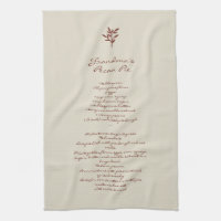 Grandma's Pie Recipe Kitchen Towel Vintage