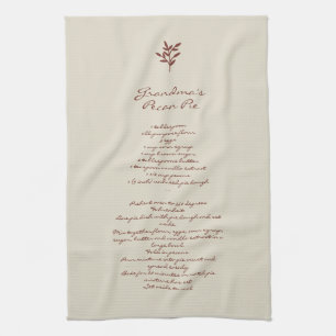 Grandma's Pie Recipe Kitchen Towel Vintage