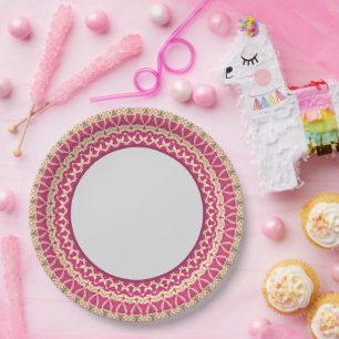 Grandma's Pink Lace Paper Plate
