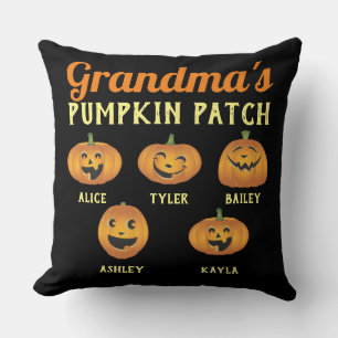 Grandma's Pumpkin Patch Custom Grandkids Names Cushion