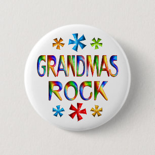 GRANDMAS ROCK 6 CM ROUND BADGE
