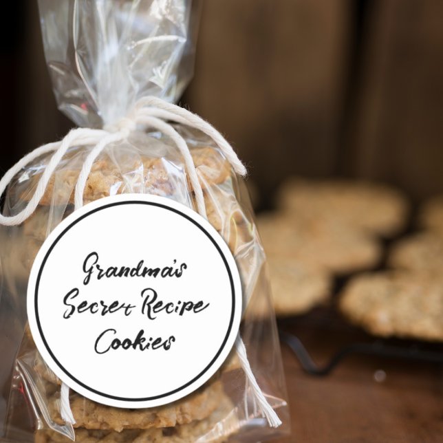 Grandma's Secret Recipe Cookies Personalised Classic Round Sticker (You can change the text/font/color.)