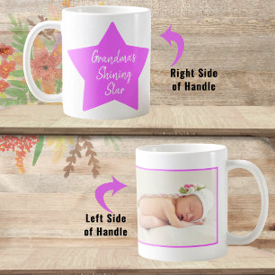 Grandma's Shining Star Pink Newborn Baby Photo Coffee Mug