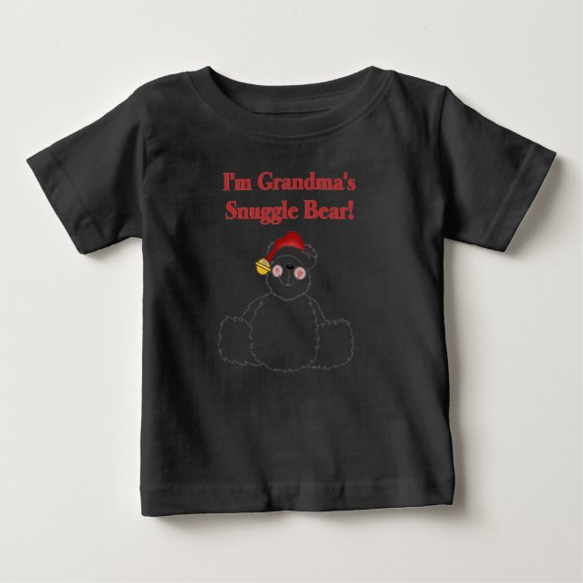 Grandma's Snuggle Bear Grandma Christmas Baby T-Shirt (Front)