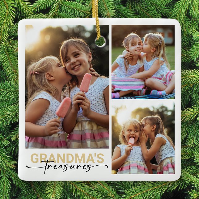 Grandma's Treasures Photo Keepsake Ceramic Ornament (Creator Uploaded)