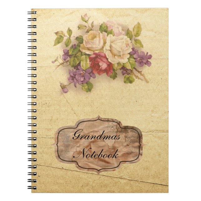Grandmas Vintage Rose Notebook (Front)