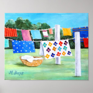 Grandma's Washline w/ Laundry Basket Poster