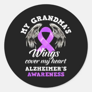 Grandmas Wing Cover Heart Alzheimers Awareness Classic Round Sticker