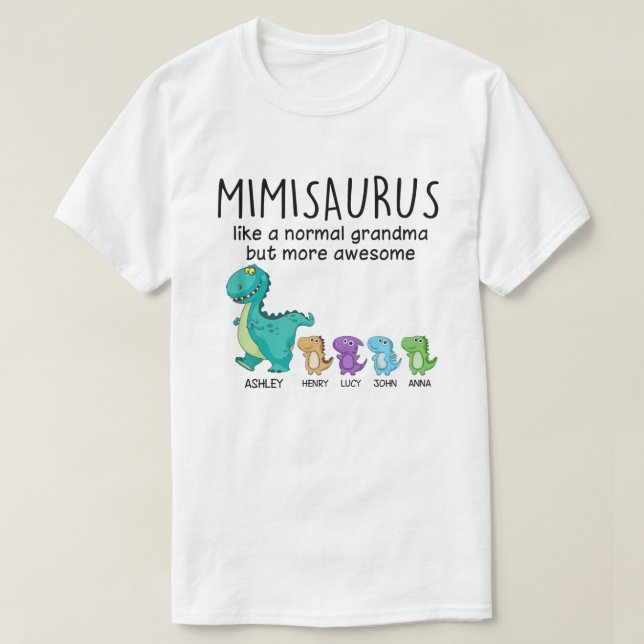 Grandmasaurus And Kids Personalised Shirt (Design Front)