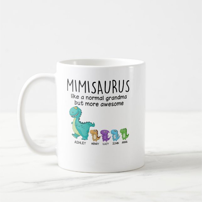 Grandmasaurus And Kids Personalised Shirt Coffee Mug (Left)