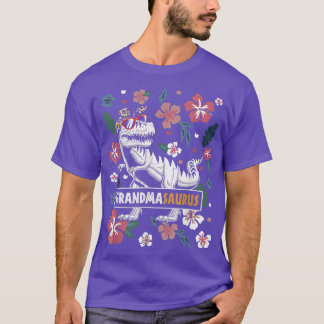 Grandmasaurus Dinosaur Floral Decor Grandma Saurus T-Shirt