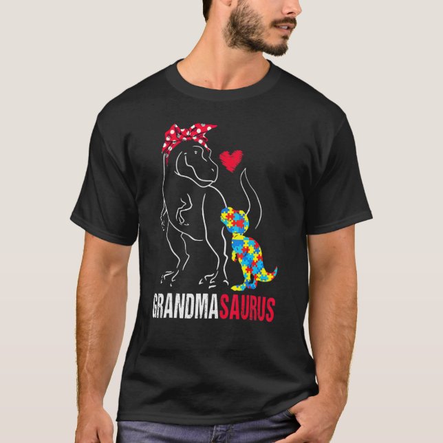 Grandmasaurus Rex Dinosaur Grandma Saurus Autism A T-Shirt (Front)