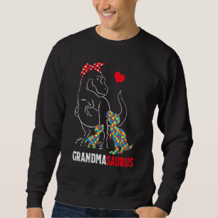 Grandmasaurus T Rex Dinosaur Grandma Saurus Autism Sweatshirt