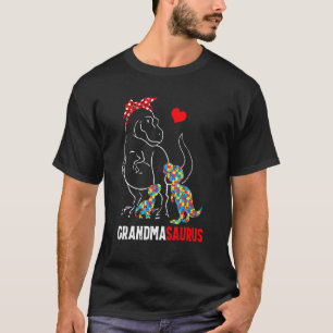 Grandmasaurus T Rex Dinosaur Grandma Saurus Autism T-Shirt