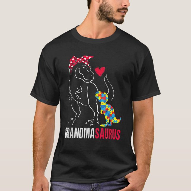 Grandmasaurus T Rex Dinosaur Grandma Saurus Autism T-Shirt (Front)