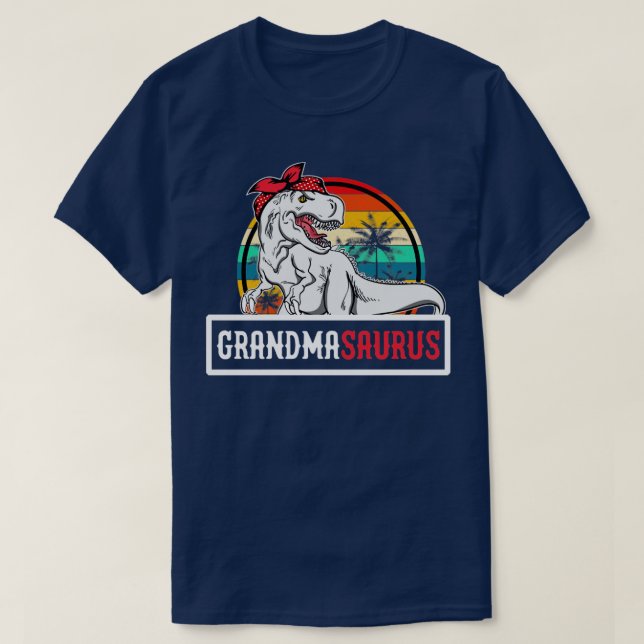 Grandmasaurus T Rex Dinosaur Grandma Saurus Family T-Shirt (Design Front)