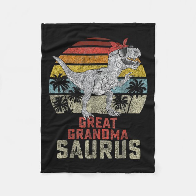 Grandmasaurus T Rex Dinosaur Great Grandma Saurus  Fleece Blanket (Front)