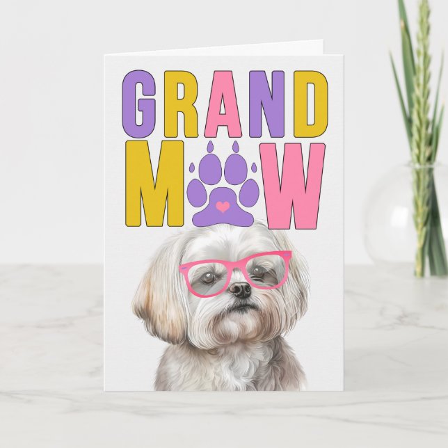 GrandMAW Maltese GrandDOG Grandparents Day Holiday Card (Front)